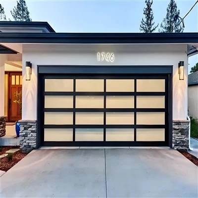 Black Aluminum And Glass Garage Door