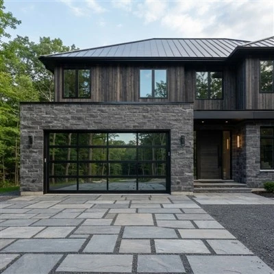 Glass Garage Door House